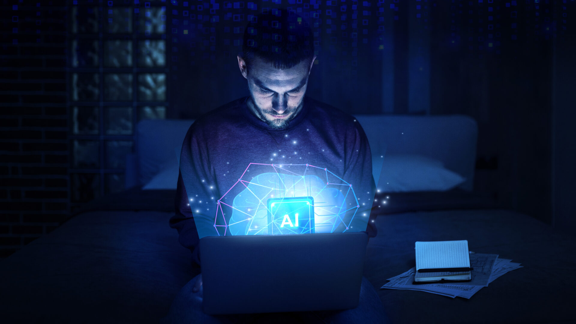 Man using AI for coding on his laptop, embodying the essence of Ai in Coding.