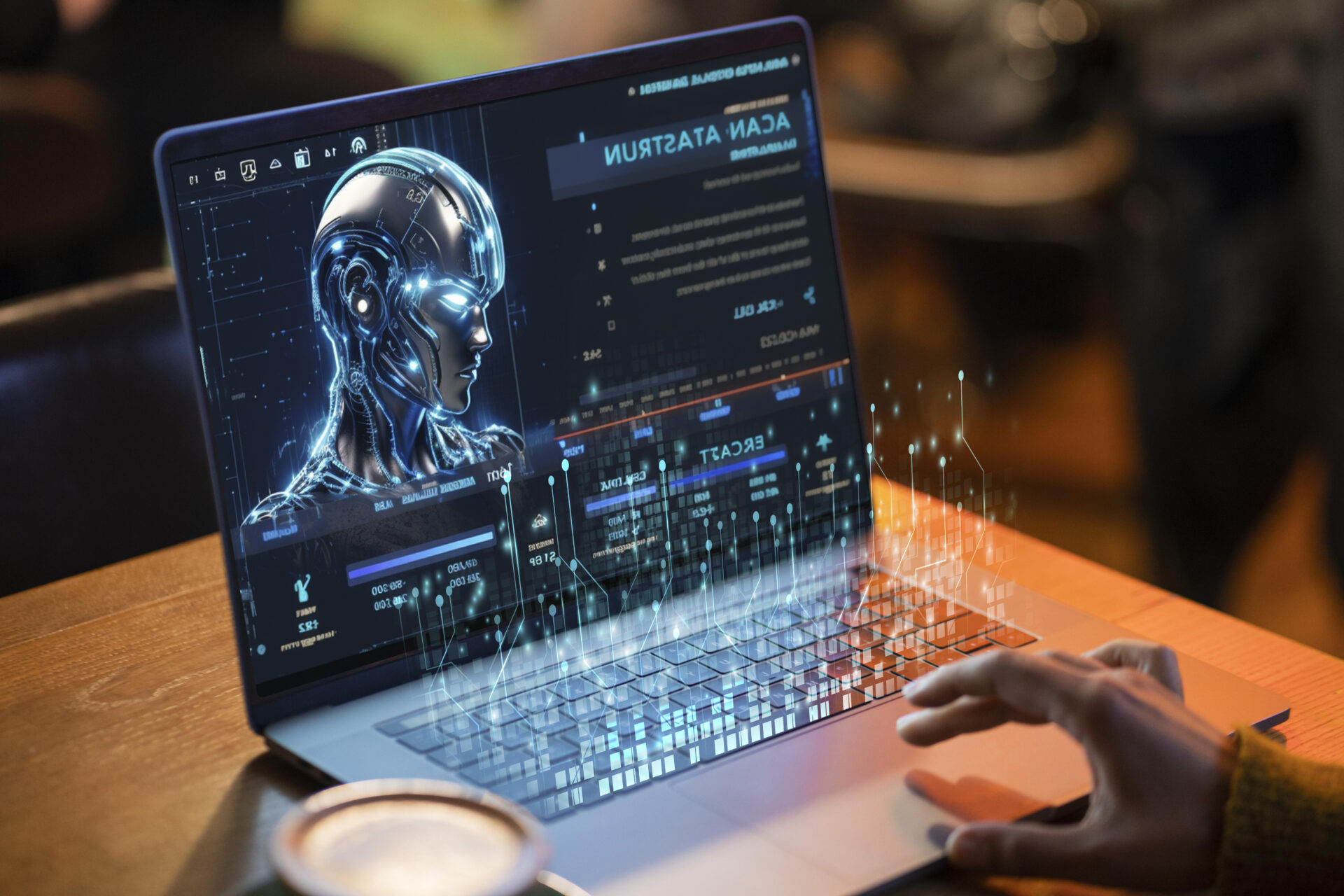 Man coding and programming on laptop with AI assistance, highlighting Ai in Coding.