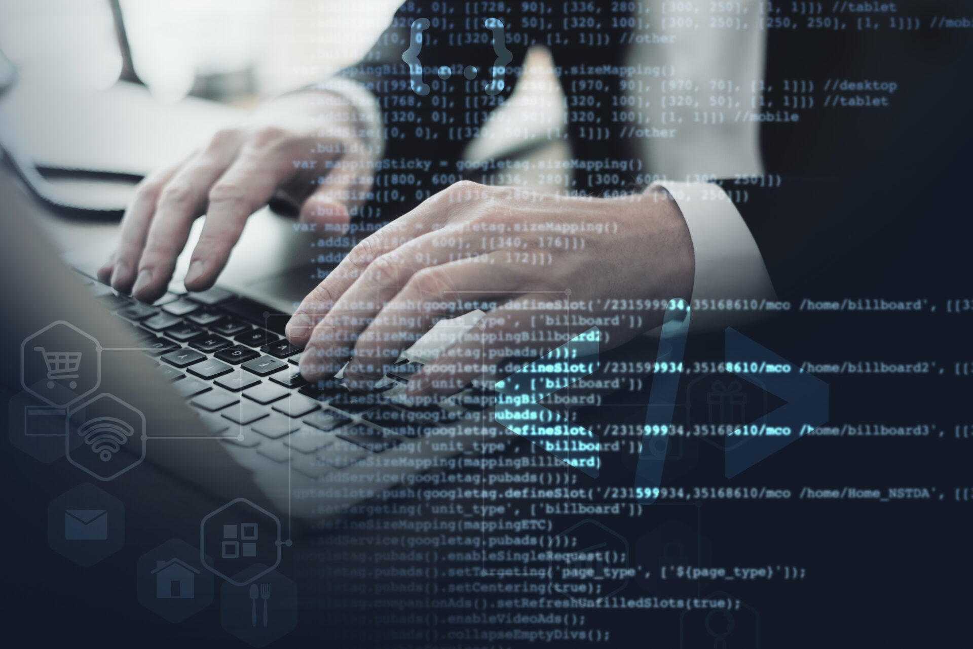 Man working on laptop with 'Unlock Success with SharePoint Integration: A Smart Guide', focusing on SharePoint Integration techniques.