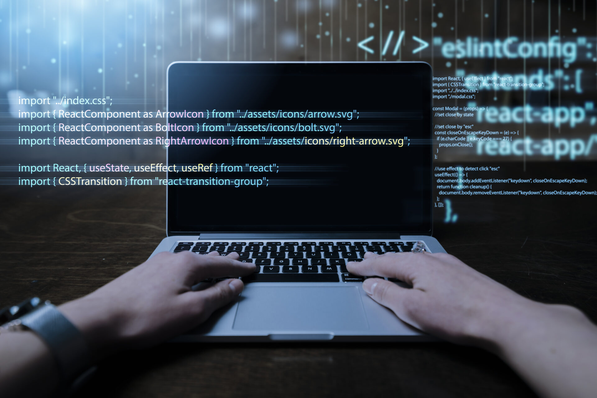 Developer coding on a laptop, applying RERO & Test-Driven Development principles for efficient and quality-driven software building.